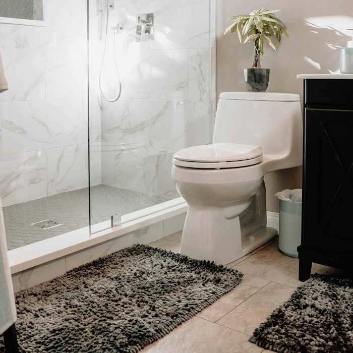 Plumber installing a new toilet suite in Southport